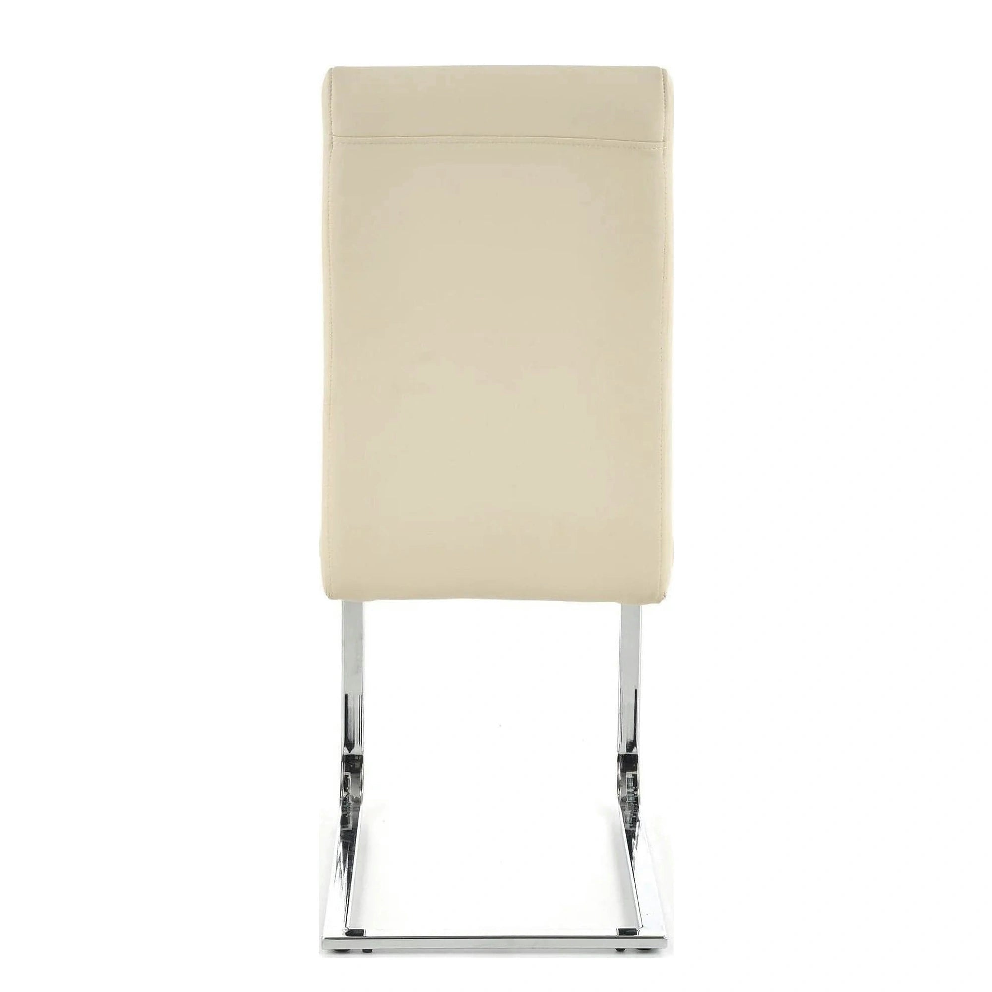 Scaun tapitat K85, crem/crom, metal/piele ecologica, 42X56X100 CM