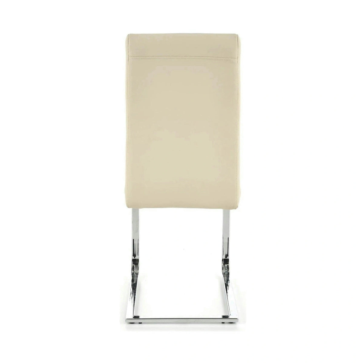 Scaun tapitat K85, crem/crom, metal/piele ecologica, 42X56X100 CM
