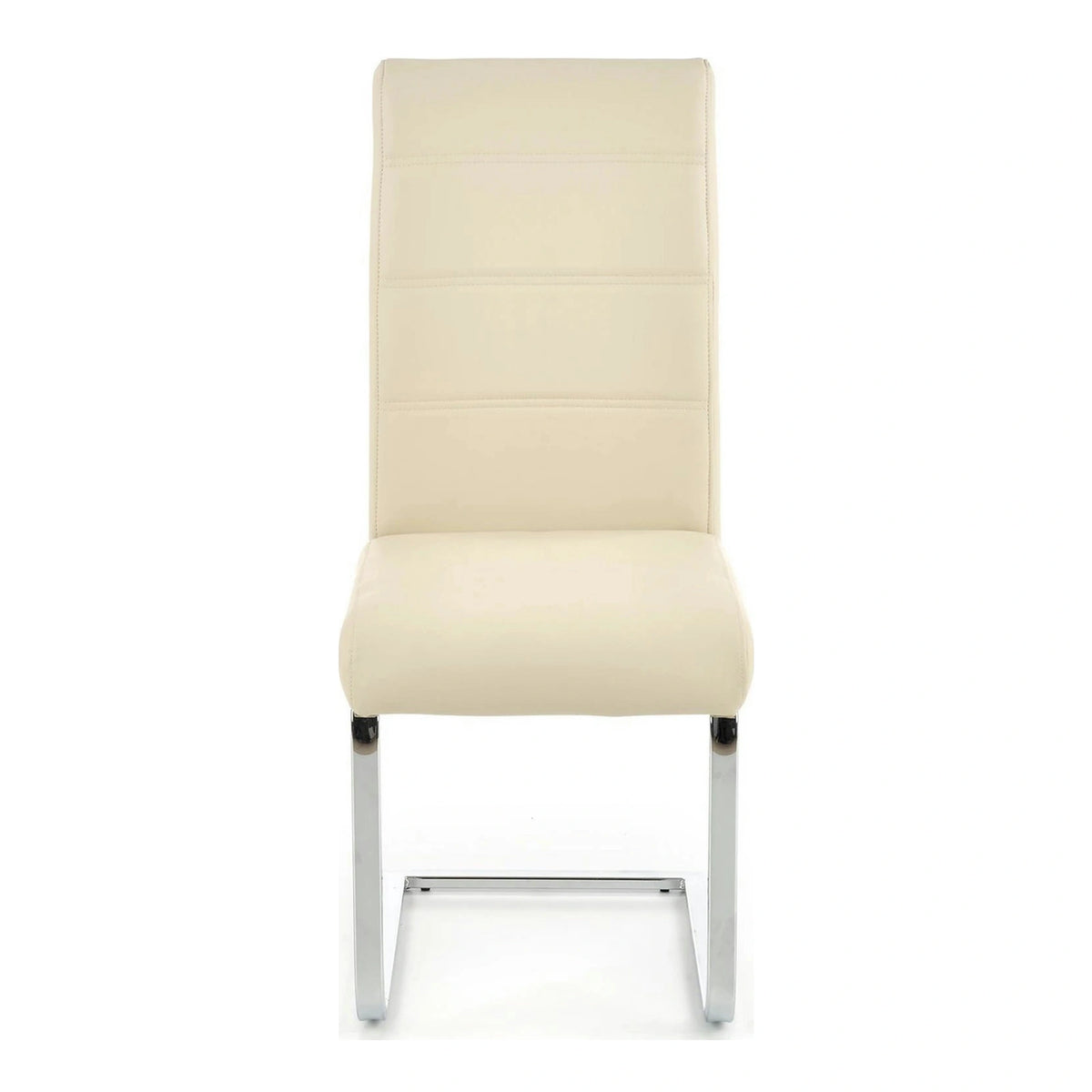 Scaun tapitat K85, crem/crom, metal/piele ecologica, 42X56X100 CM