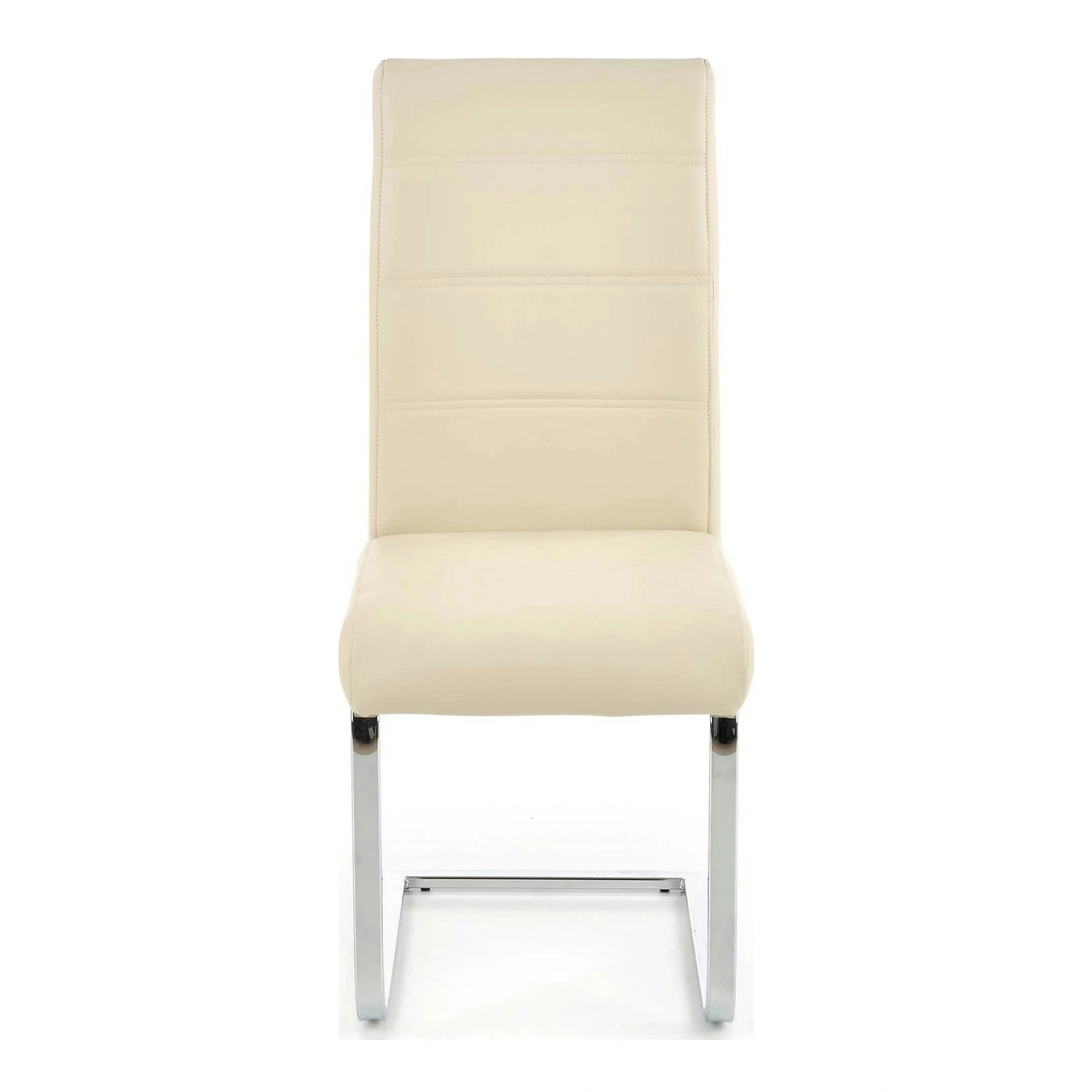 Scaun tapitat K85, crem/crom, metal/piele ecologica, 42X56X100 CM