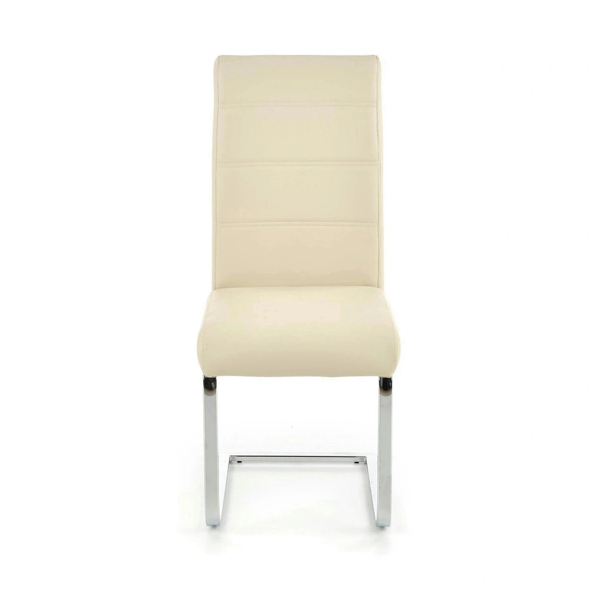 Scaun tapitat K85, crem/crom, metal/piele ecologica, 42X56X100 CM