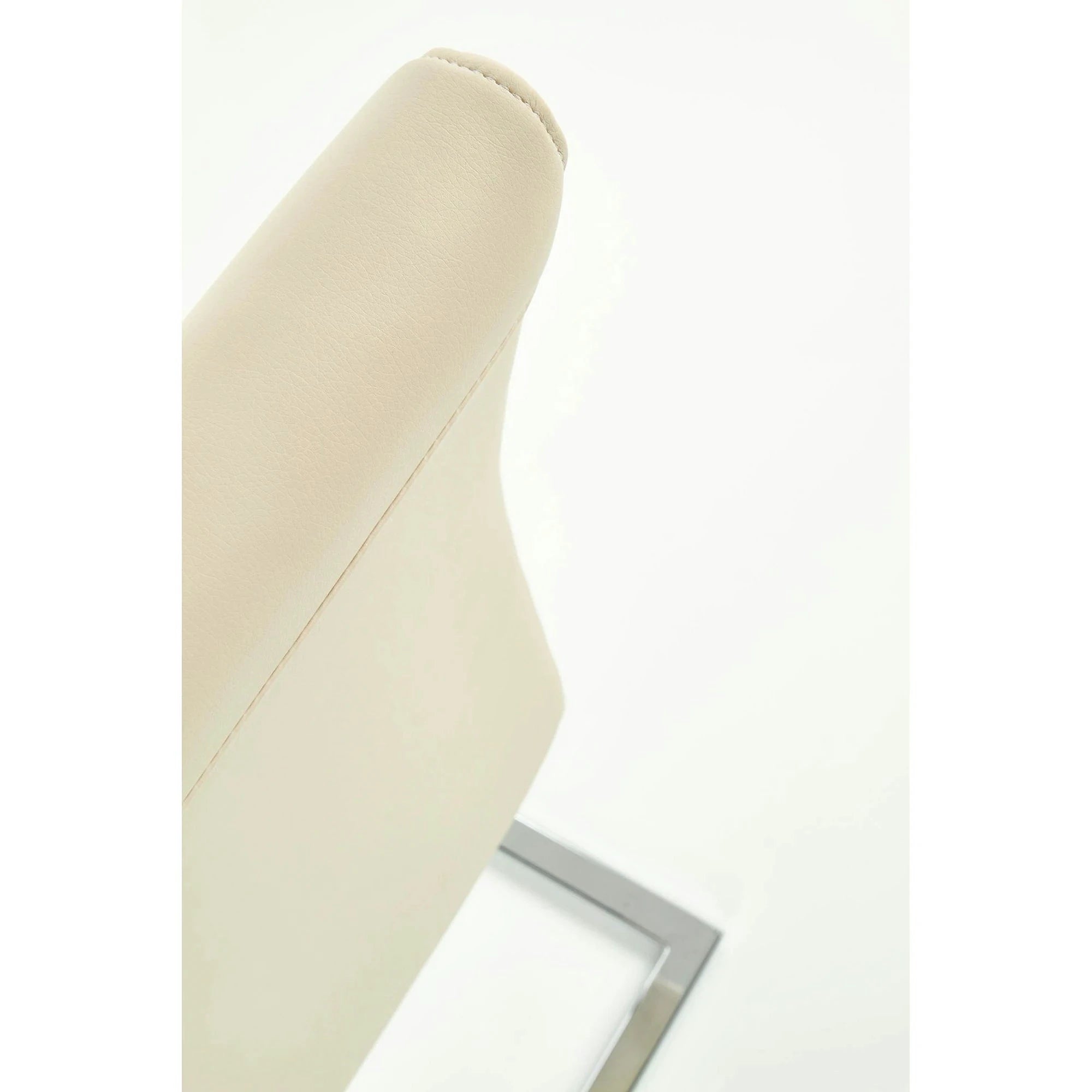 Scaun tapitat K85, crem/crom, metal/piele ecologica, 42X56X100 CM