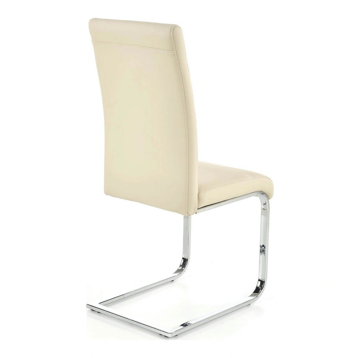 Scaun tapitat K85, crem/crom, metal/piele ecologica, 42X56X100 CM