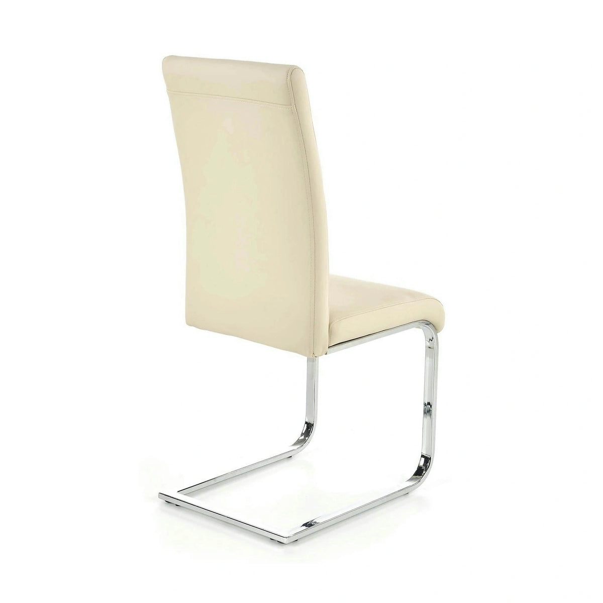 Scaun tapitat K85, crem/crom, metal/piele ecologica, 42X56X100 CM