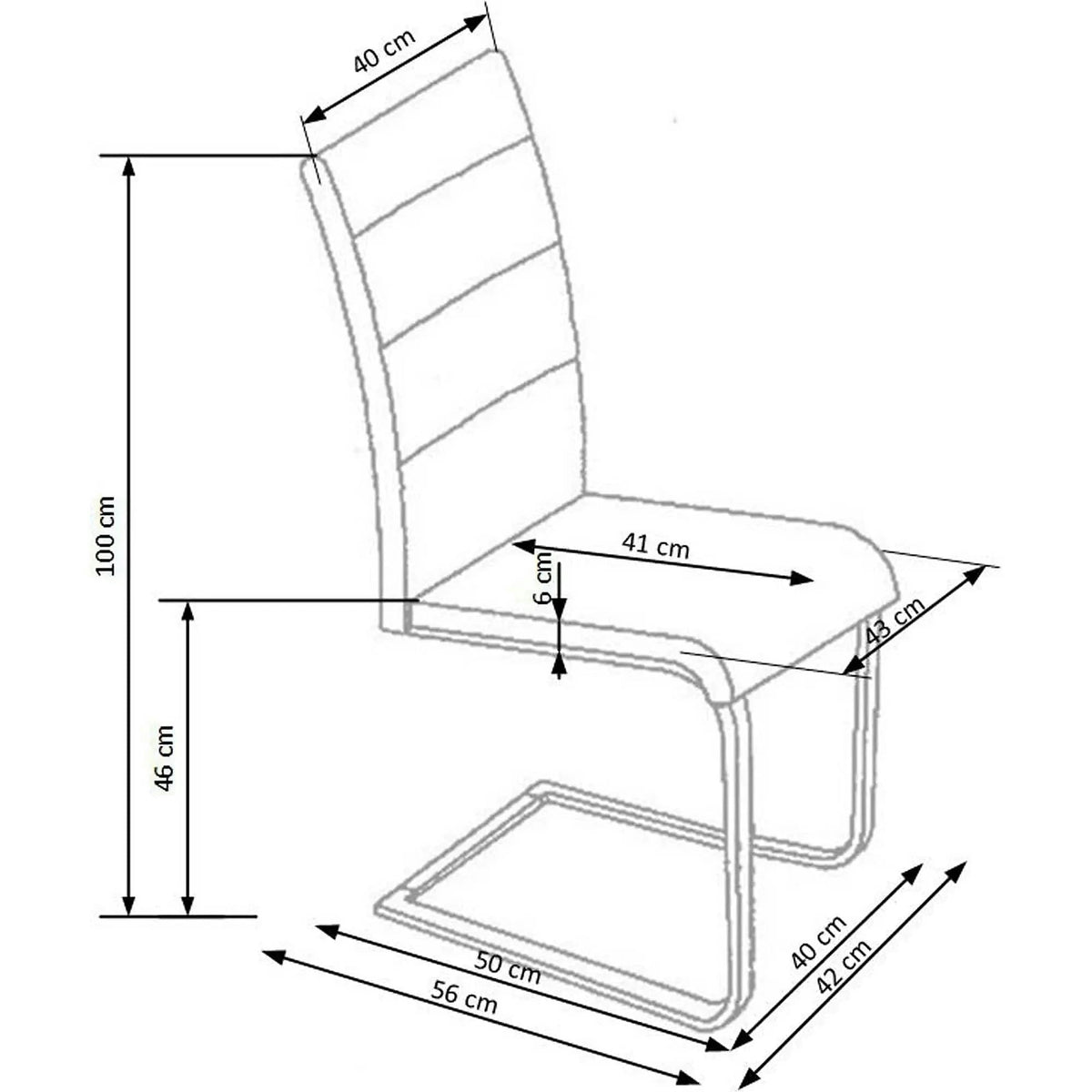 Scaun tapitat K85, negru/crom, metal/piele ecologica, 42X56X100 CM
