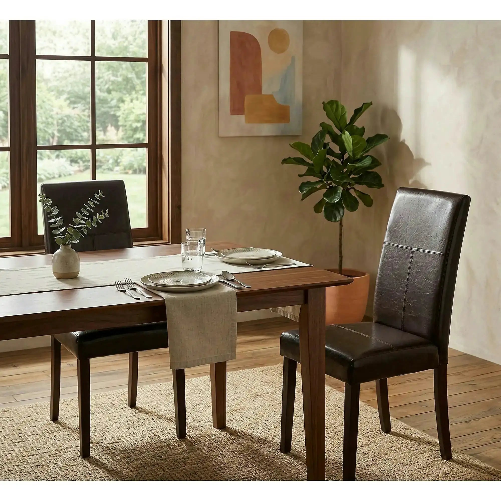 Scaun tapitat Kerry, maro/wenge, lemn malaezian/piele ecologica, 45X46X95 CM