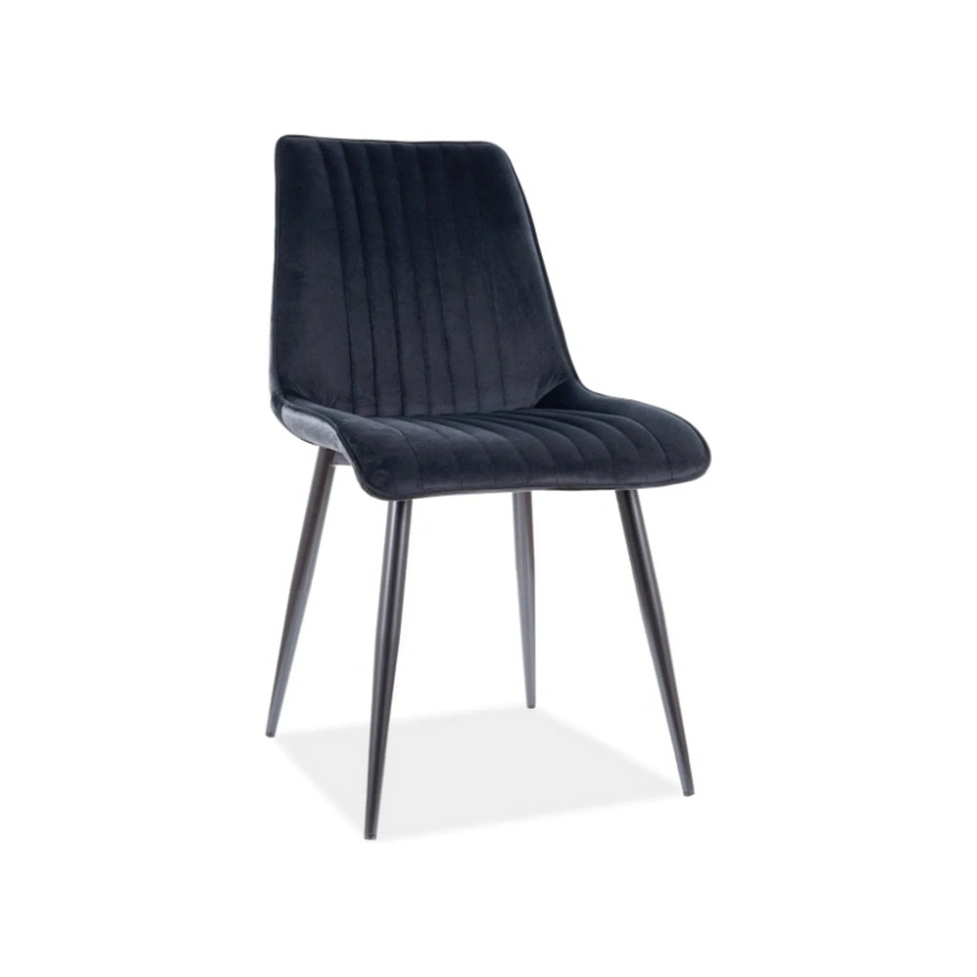 Scaun tapitat KIM, negru, stofa catifelata/metal, 47X42X88 cm