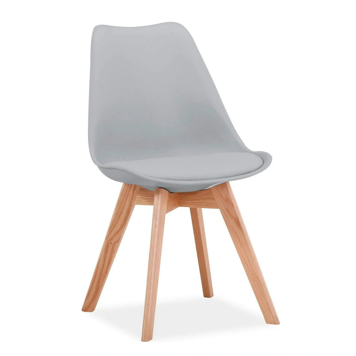 Scaun tapitat Kris, gri deschis/stejar, piele ecologica/lemn, 49X43X83 cm