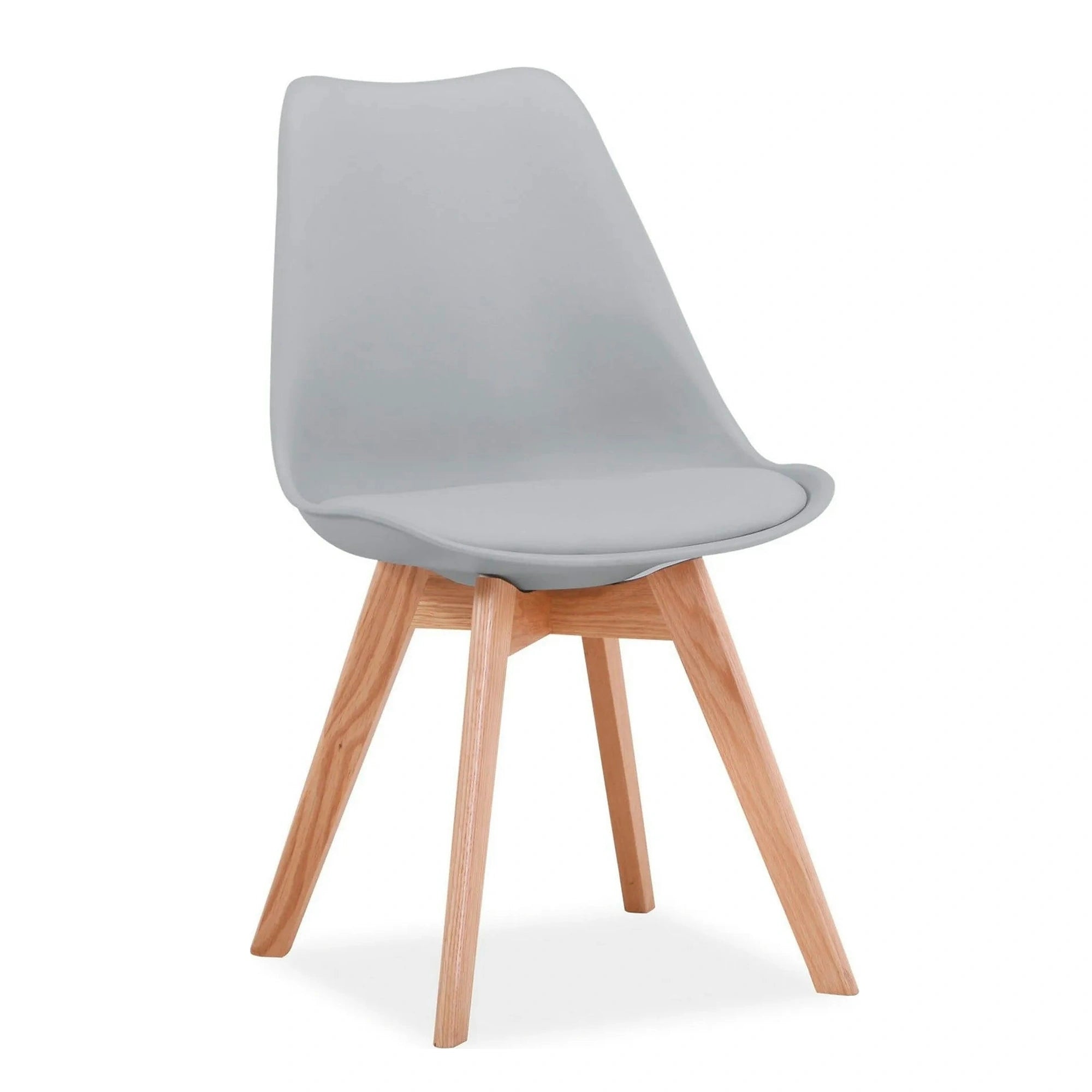 Scaun tapitat Kris, gri deschis/stejar, piele ecologica/lemn, 49X43X83 cm