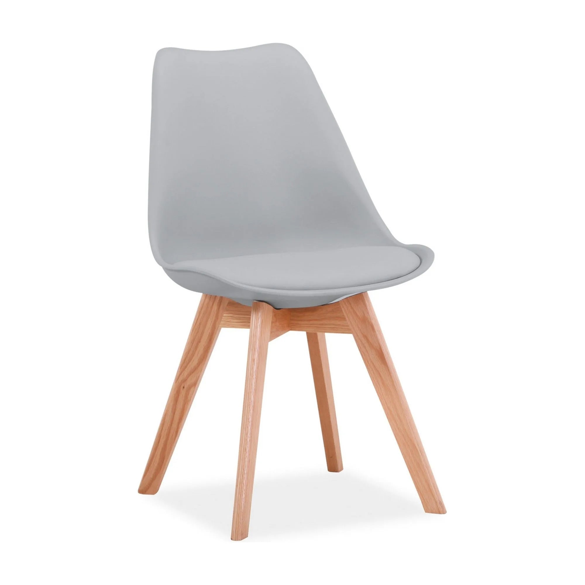 Scaun tapitat Kris, gri deschis/stejar, piele ecologica/lemn, 49X43X83 cm