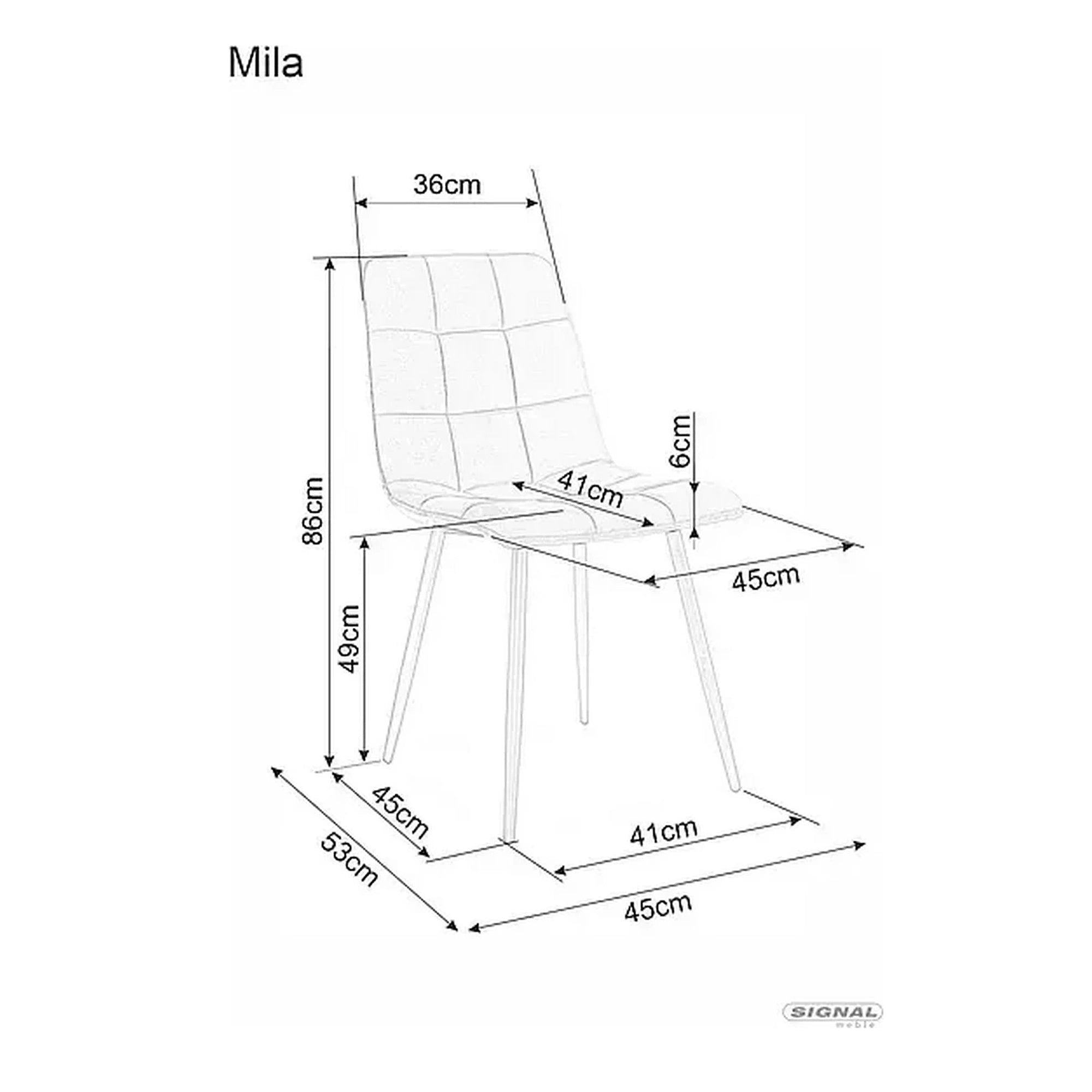 Scaun tapitat MILA, bej/negru, stofa catifelata/metal, 45x41x86 cm