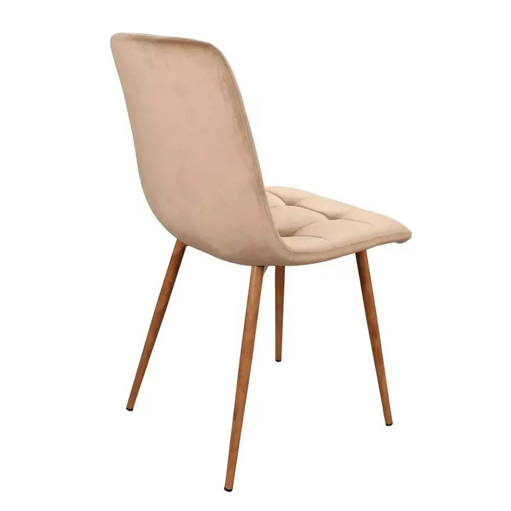 Scaun tapitat MILA D, bej deschis/stejar, stofa catifelata/metal, 45x41x86 cm