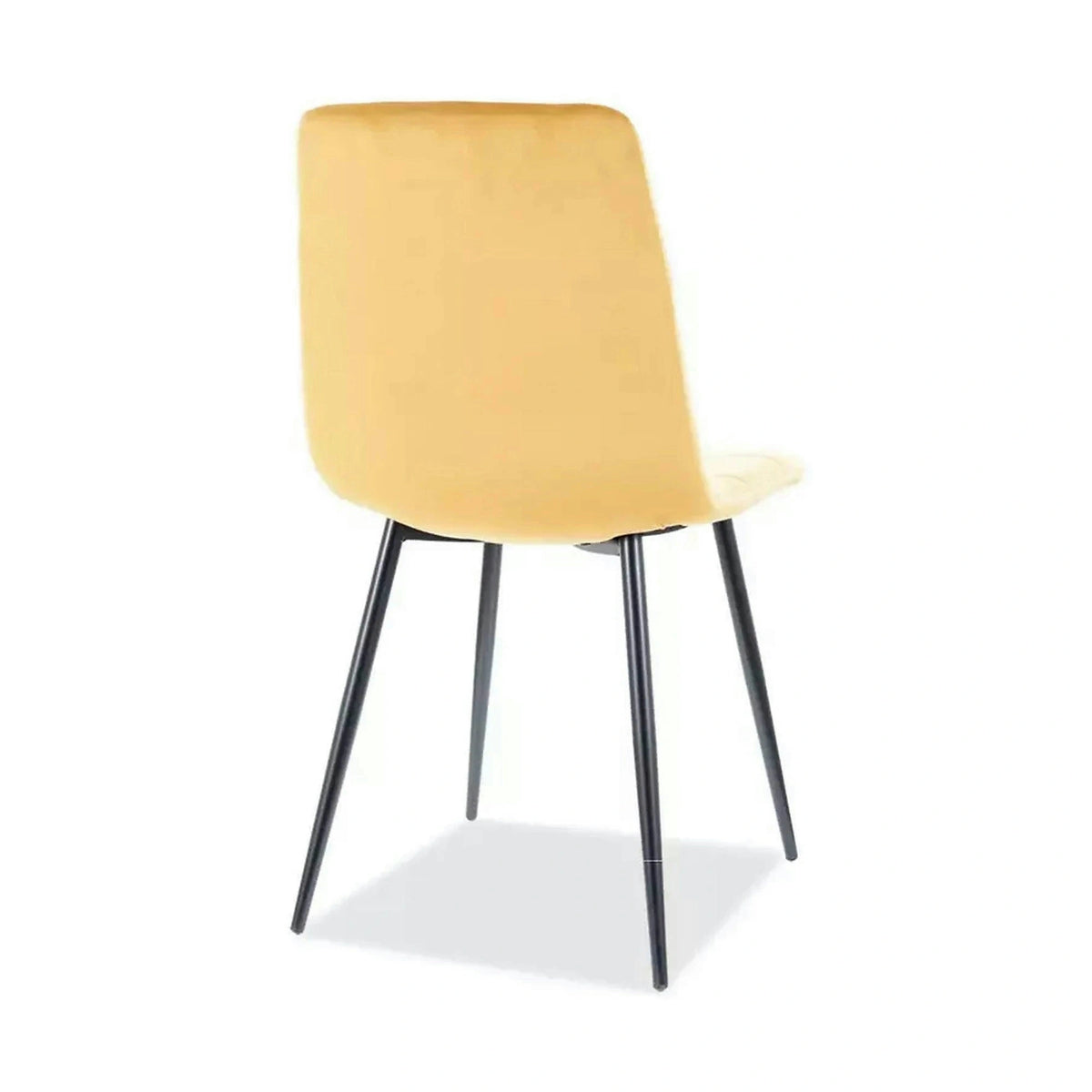 Scaun tapitat MILA, galben/negru, stofa catifelata/metal, 45x41x86 cm