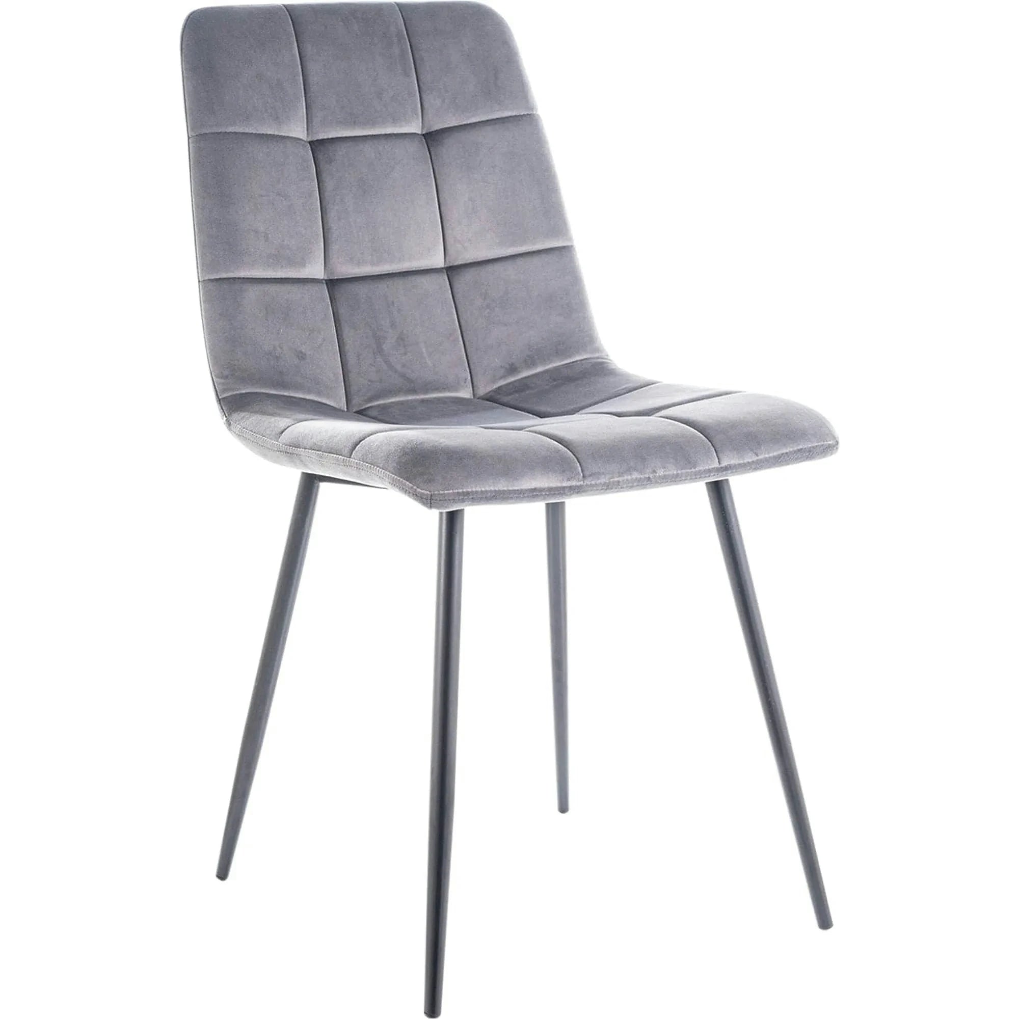 Scaun tapitat MILA, gri, stofa catifelata/metal, 47x45x87