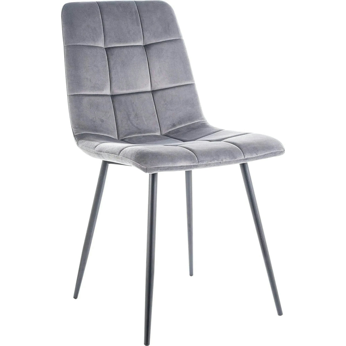 Scaun tapitat MILA, gri, stofa catifelata/metal, 47x45x87