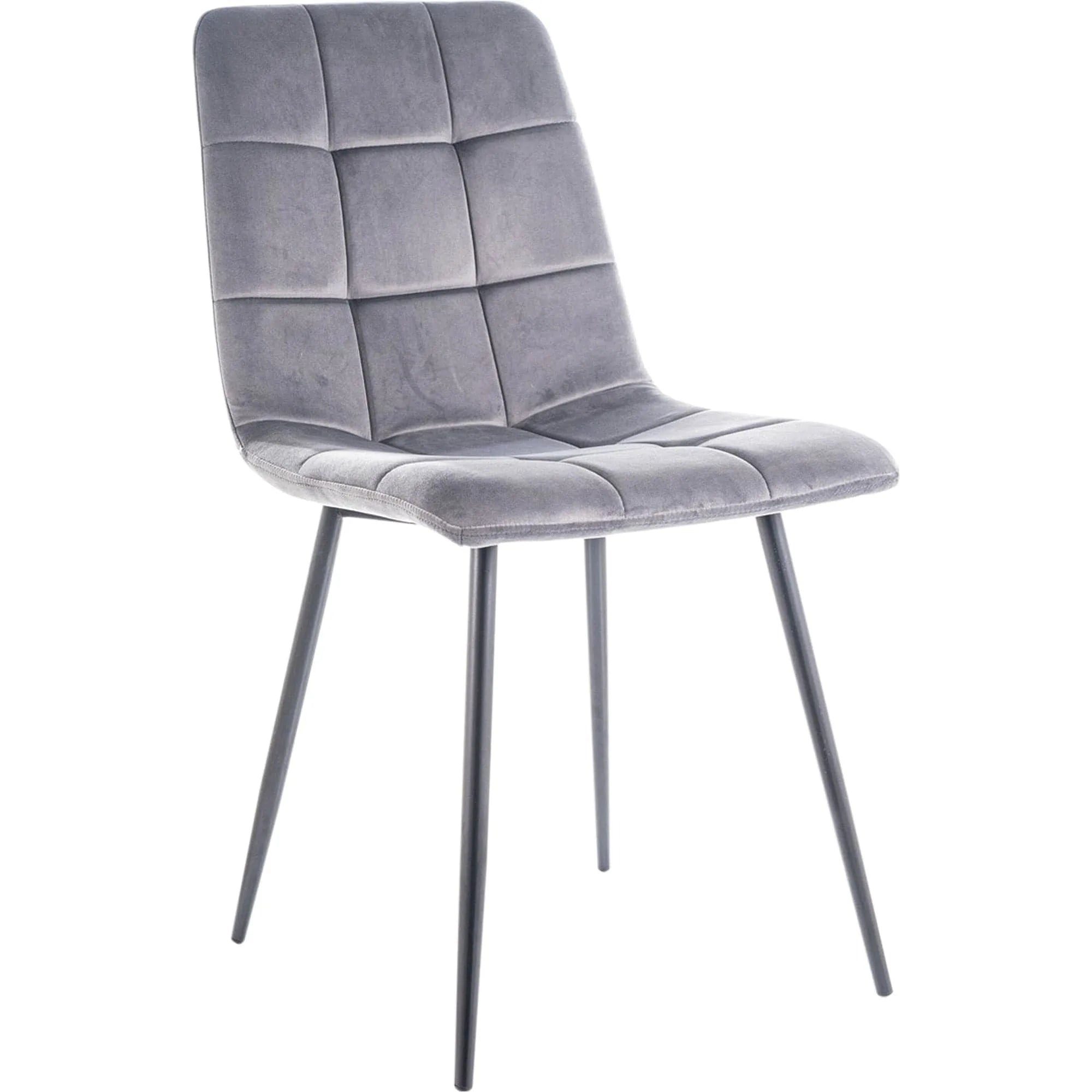 Scaun tapitat MILA, gri, stofa catifelata/metal, 47x45x87