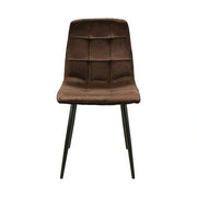 Scaun tapitat MILA, maro/negru, stofa catifelata/metal, 45x41x86 cm