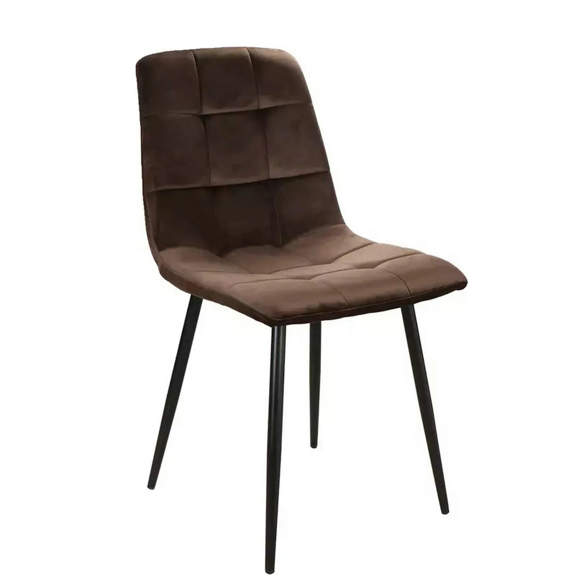 Scaun tapitat MILA, maro/negru, stofa catifelata/metal, 45x41x86 cm