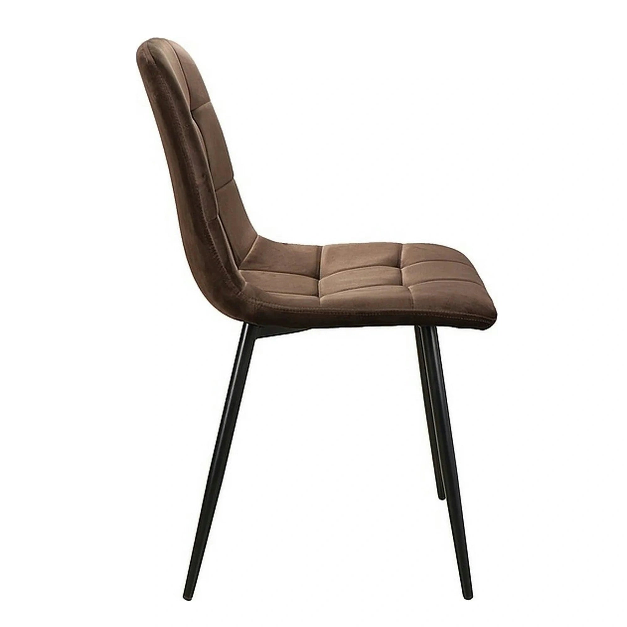 Scaun tapitat MILA, maro/negru, stofa catifelata/metal, 45x41x86 cm