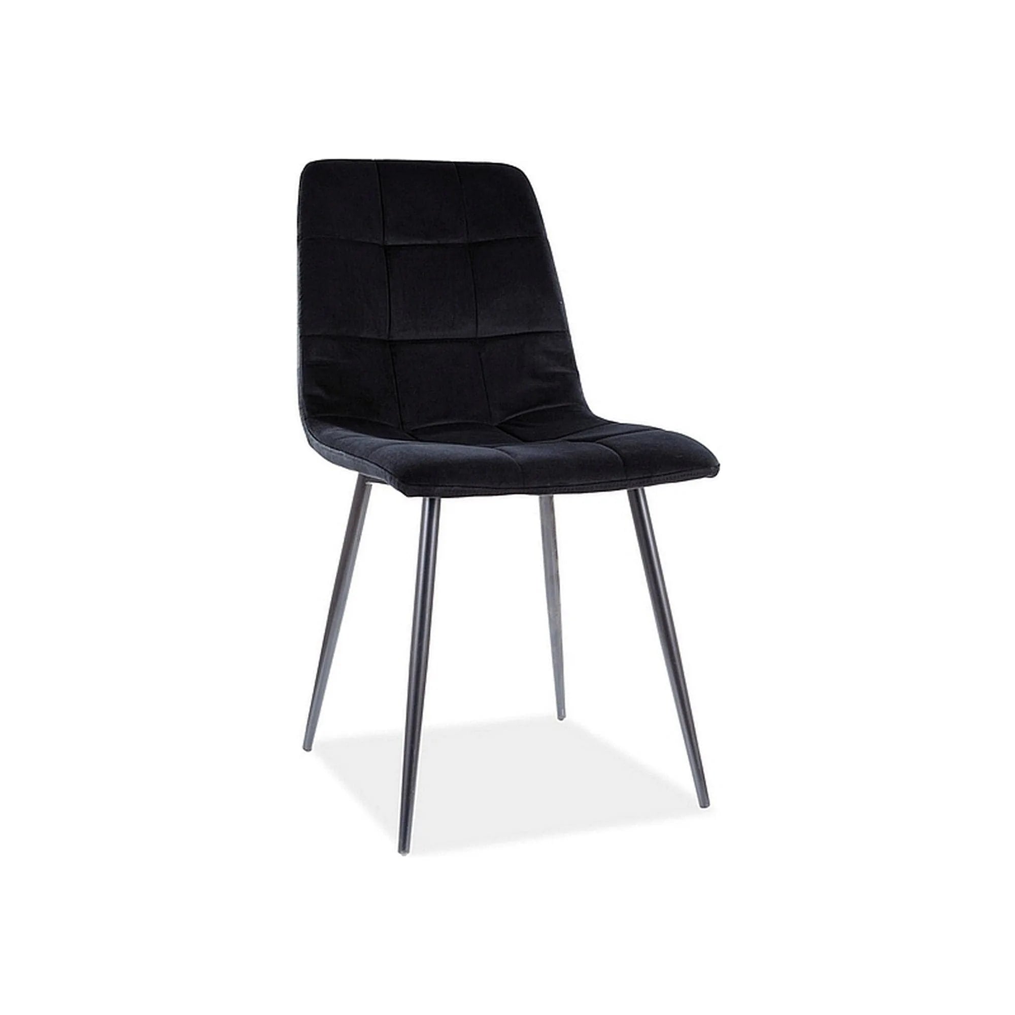 Scaun tapitat MILA, negru, stofa catifelata mata/metal, 45x41x86 cm