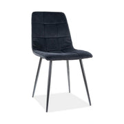 Scaun tapitat MILA, negru, stofa catifelata/metal, 45x41x86 cm