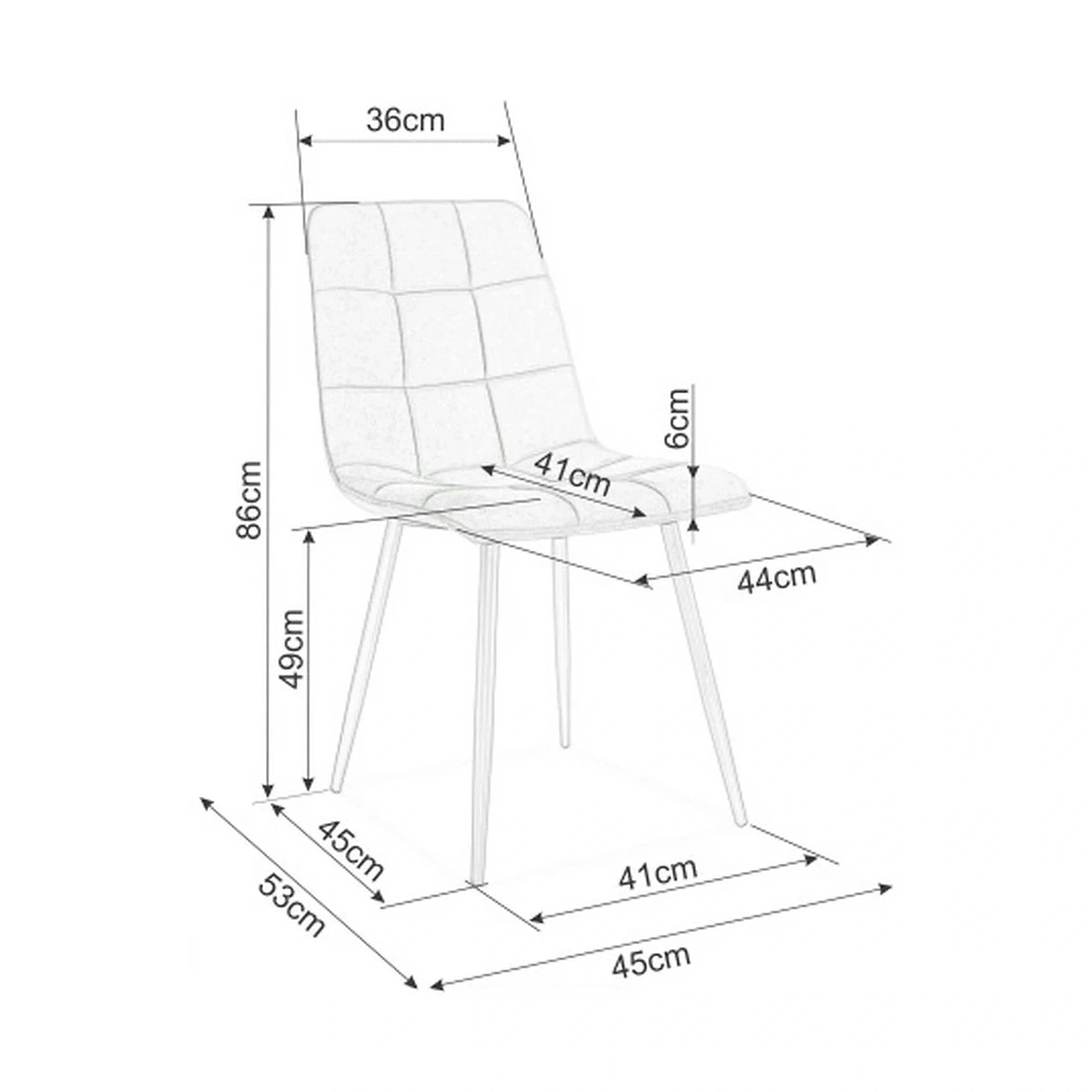Scaun tapitat MILA, turcoaz/negru, stofa catifelata/metal, 45x41x86 cm