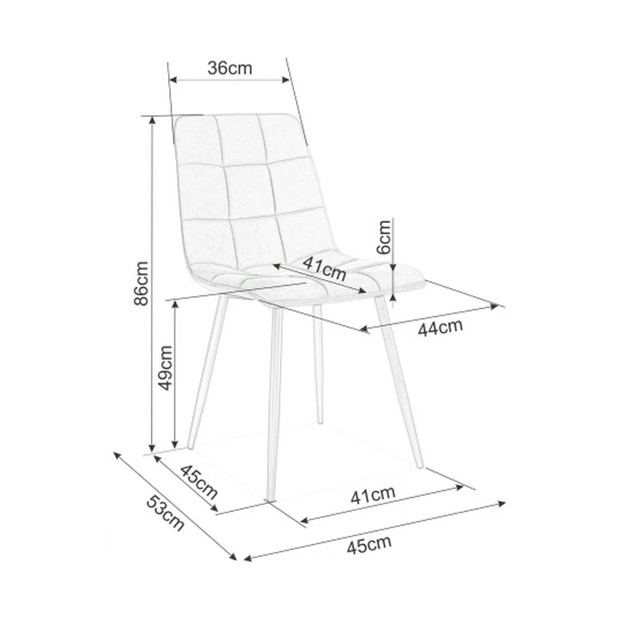 Scaun tapitat MILA, turcoaz/negru, stofa catifelata/metal, 45x41x86 cm