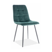 Scaun tapitat MILA, verde/negru, stofa catifelata/metal, 45x41x86 cm