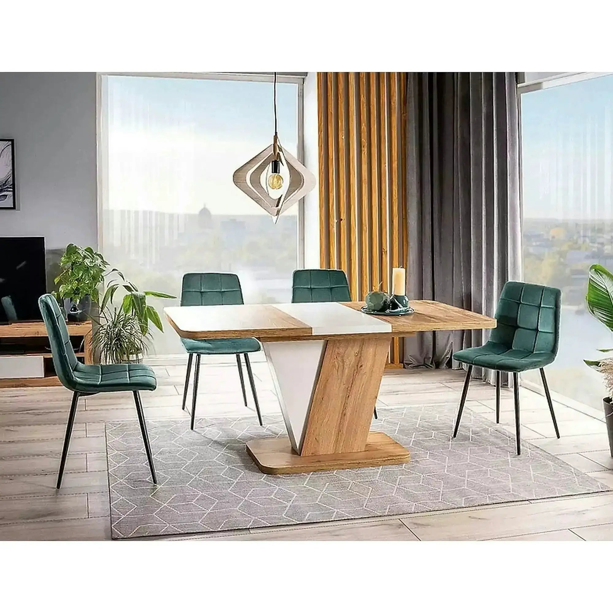 Scaun tapitat MILA, verde/negru, stofa catifelata/metal, 45x41x86 cm