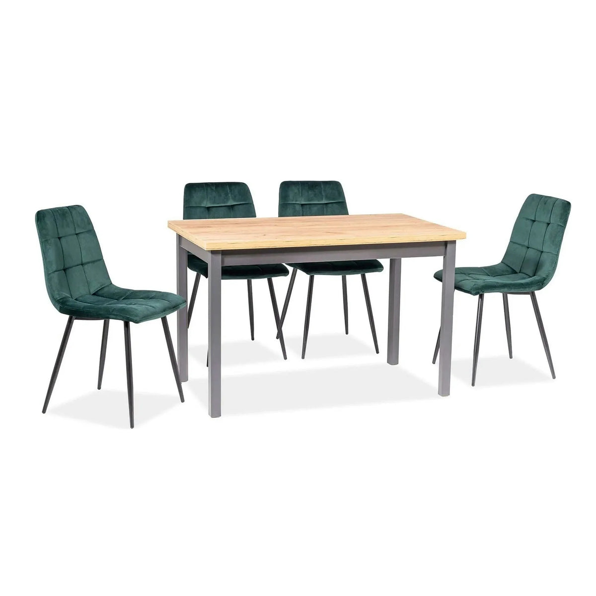 Scaun tapitat MILA, verde/negru, stofa catifelata/metal, 45x41x86 cm