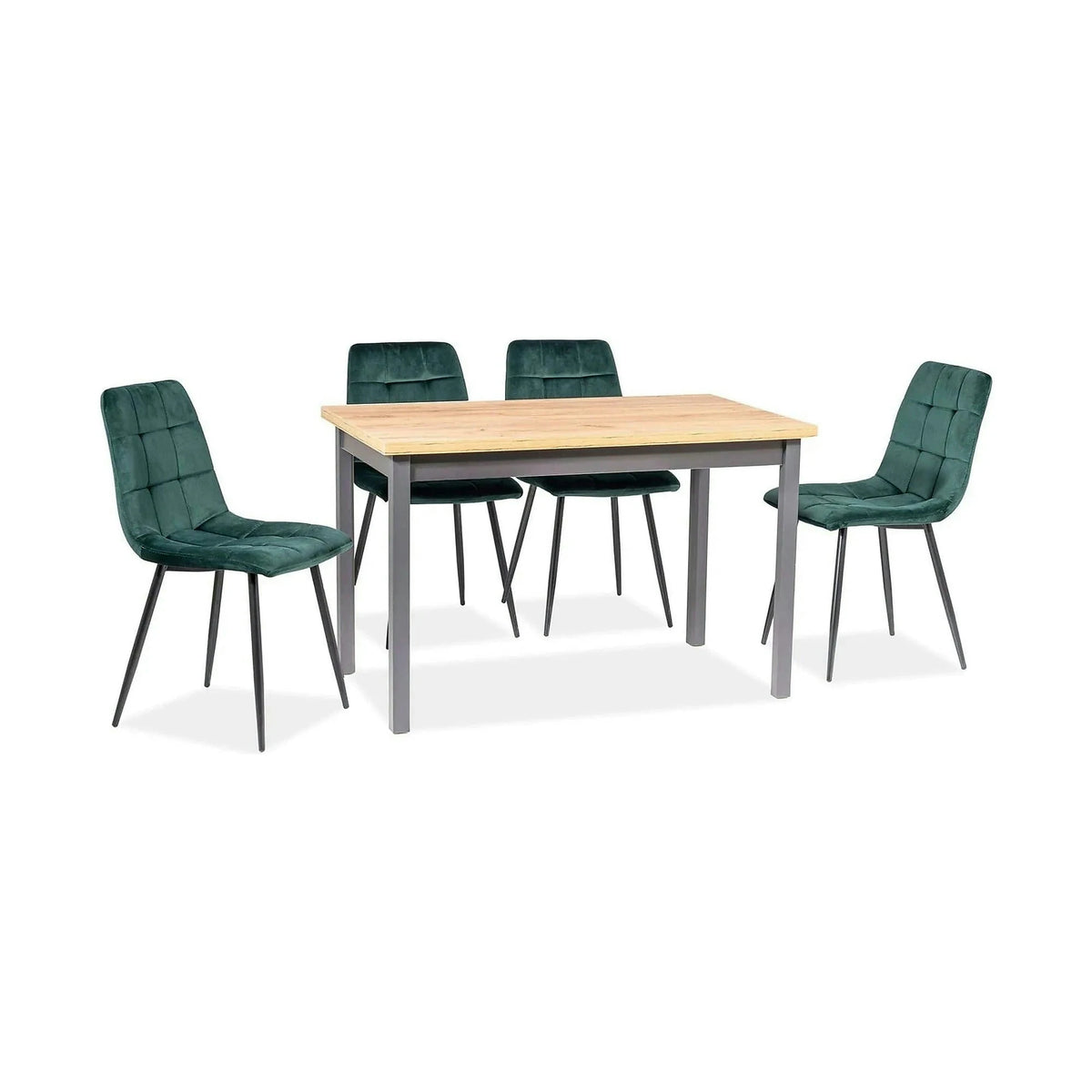 Scaun tapitat MILA, verde/negru, stofa catifelata/metal, 45x41x86 cm