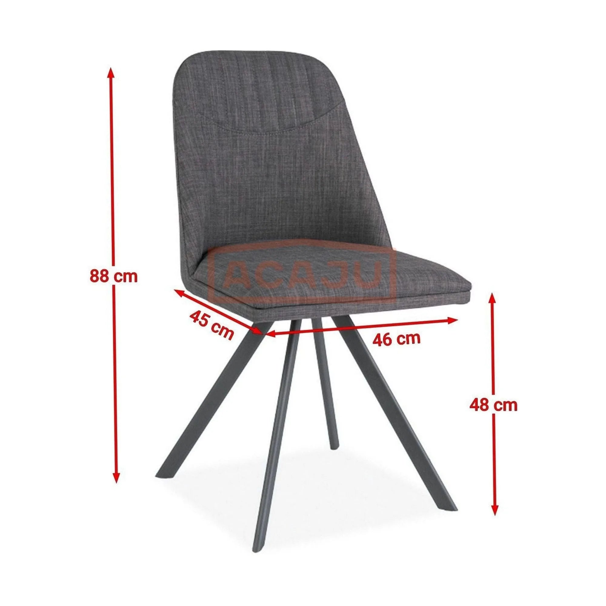 Scaun tapitat Milton, gri, stofa clasica/metal, 46X45X88 cm