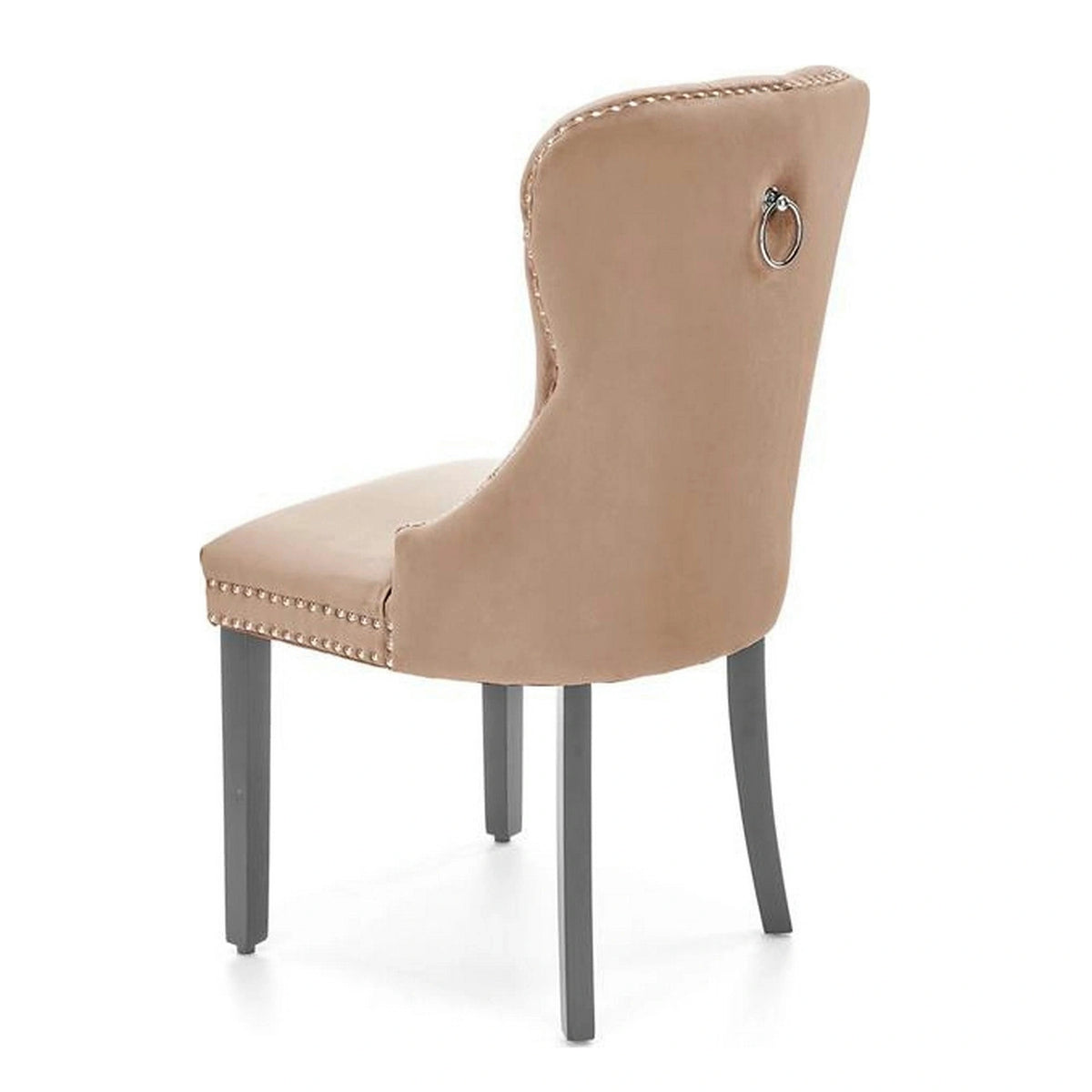 Scaun tapitat MIYA, bej - Bluvel 40, stofa catifelata/lemn, 54x60x100 cm