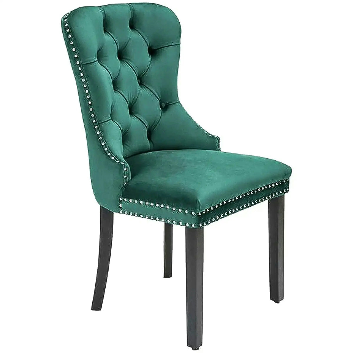 Scaun tapitat MIYA, verde/negru, stofa catifelata, 54x60x100 cm