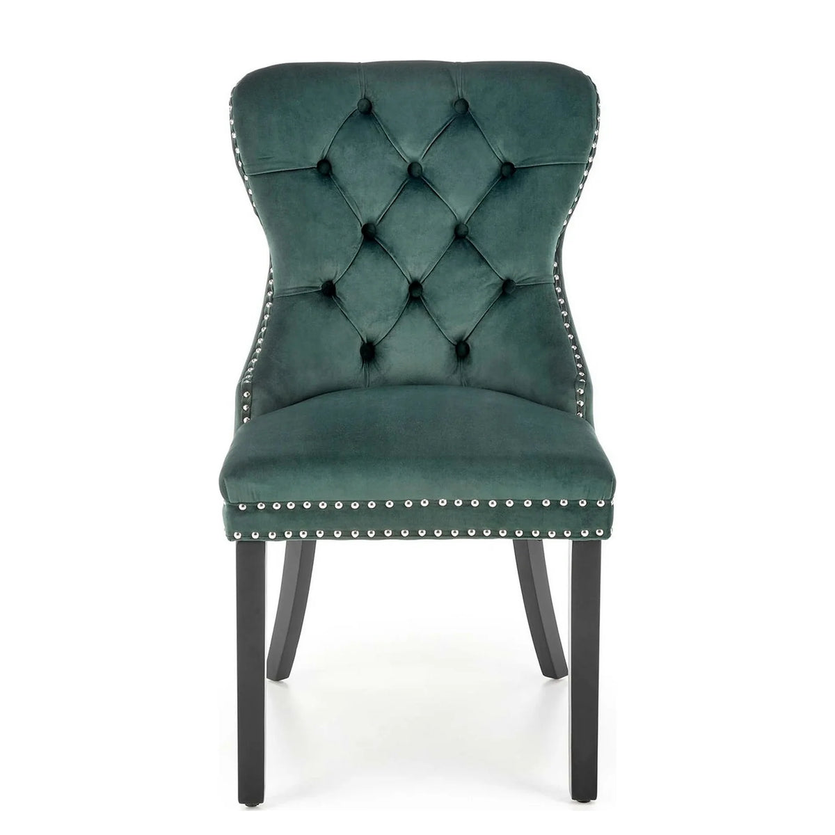 Scaun tapitat MIYA, verde/negru, stofa catifelata, 54x60x100 cm