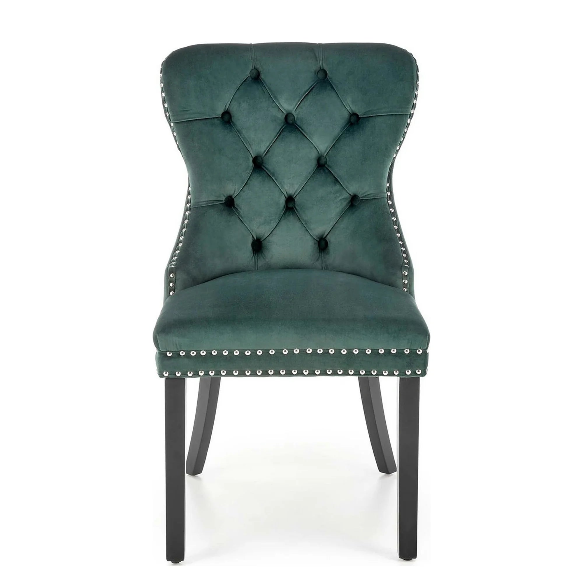 Scaun tapitat MIYA, verde/negru, stofa catifelata, 54x60x100 cm