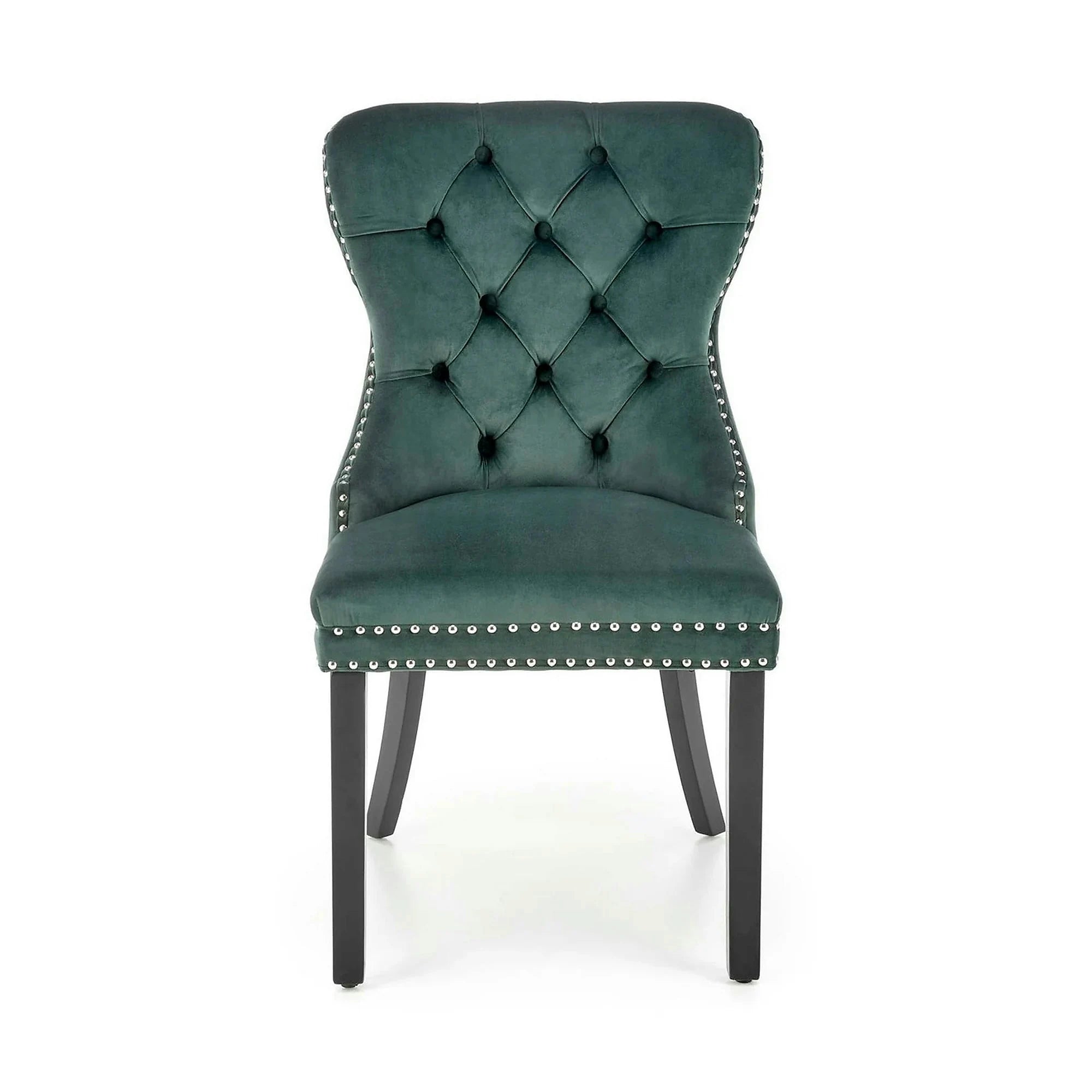 Scaun tapitat MIYA, verde/negru, stofa catifelata, 54x60x100 cm