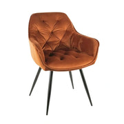 Scaun tapitat modern CHERRY, caramiziu/negru, stofa catifelata/metal, 57x58x87 cm