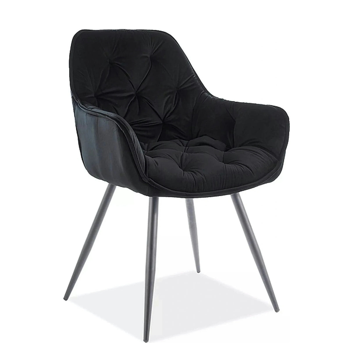Scaun tapitat modern CHERRY, negru, stofa catifelata/metal, 58x57x87 cm