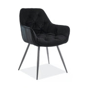 Scaun tapitat modern CHERRY, negru, stofa catifelata/metal, 58x57x87 cm