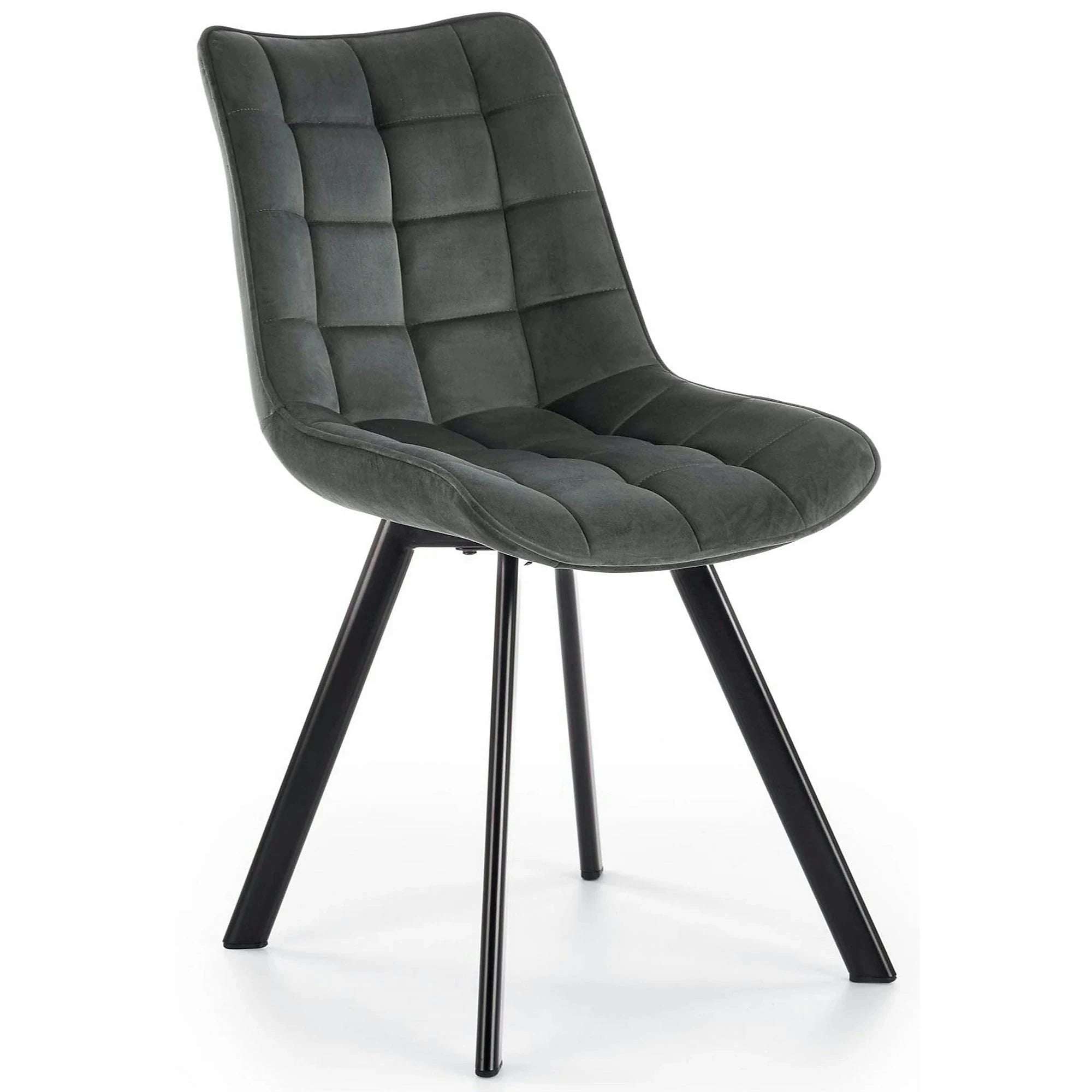 Scaun tapitat modern K332, gri/negru, stofa catifelata/metal, 46X61X84 CM