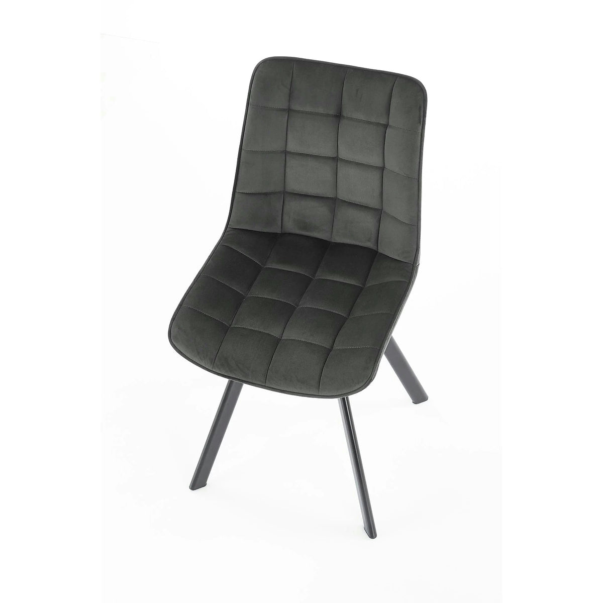 Scaun tapitat modern K332, gri/negru, stofa catifelata/metal, 46X61X84 CM