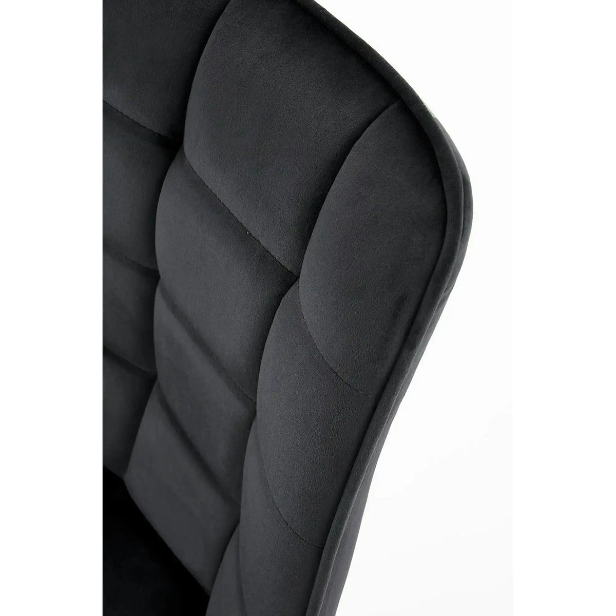 Scaun tapitat modern K332, negru, stofa catifelata/metal, 46x61x84 cm