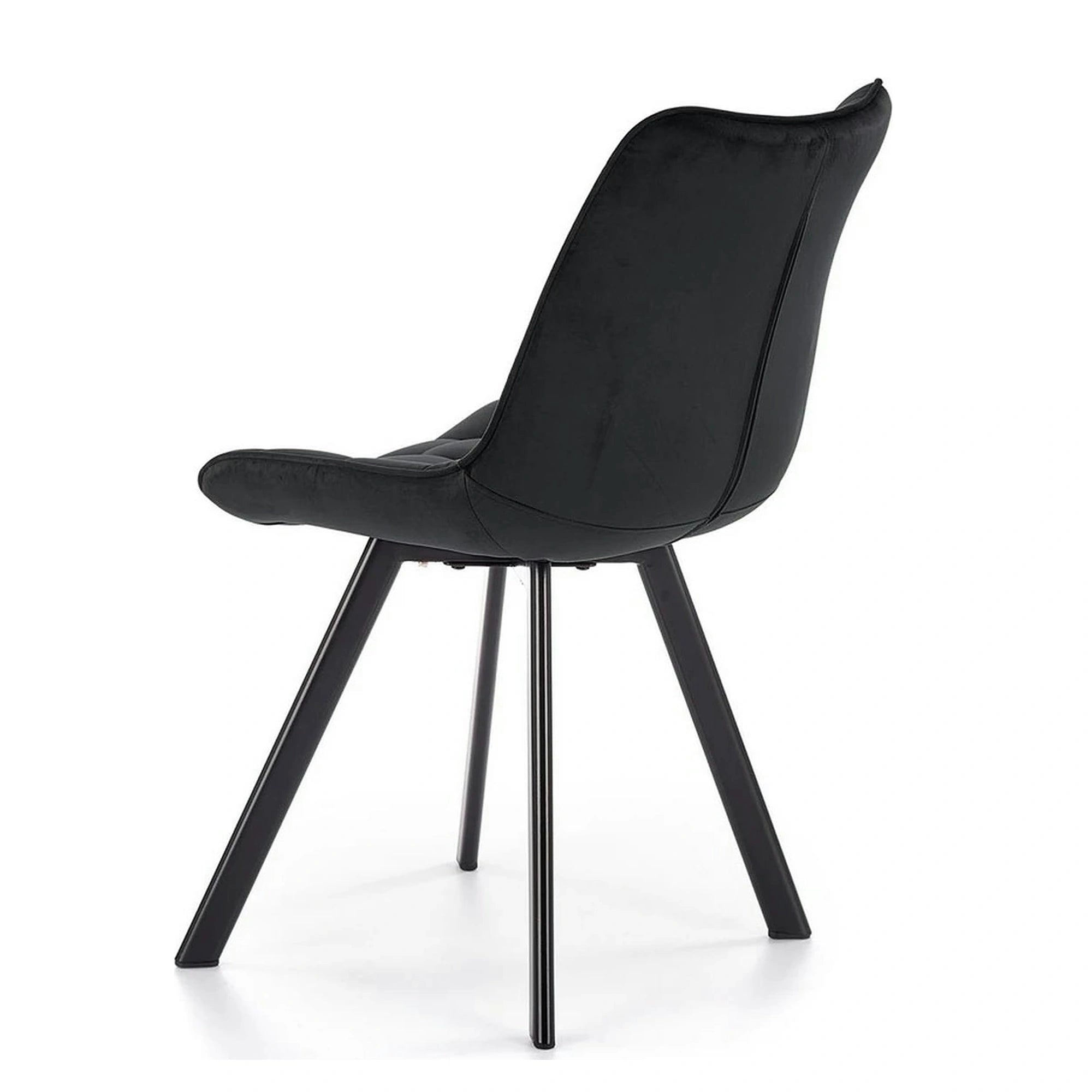 Scaun tapitat modern K332, negru, stofa catifelata/metal, 46x61x84 cm