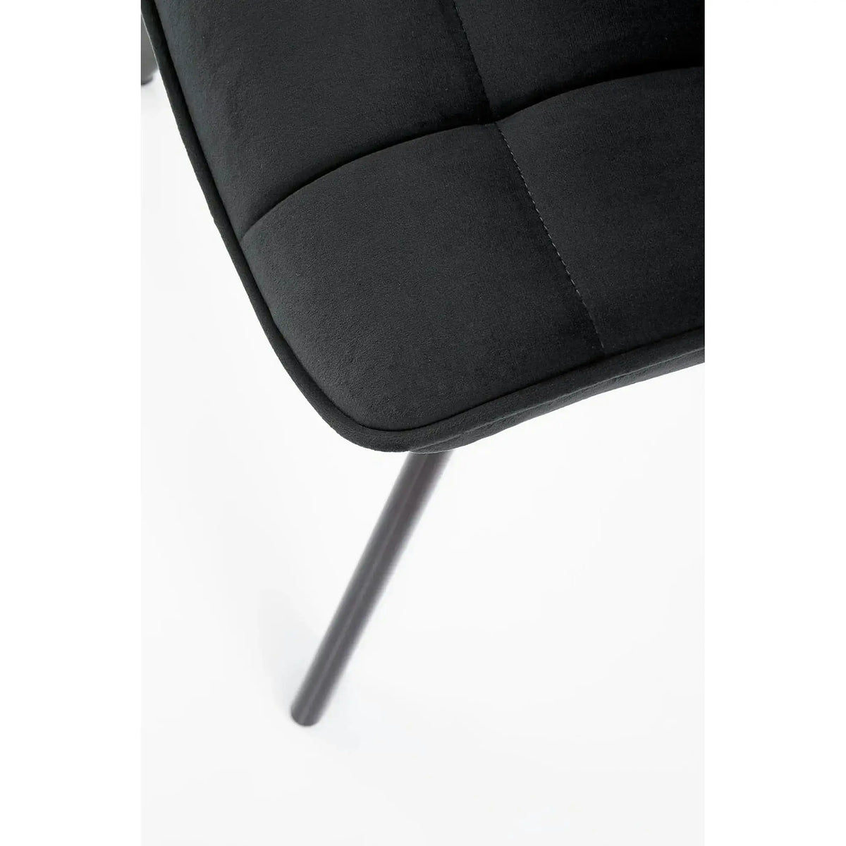 Scaun tapitat modern K332, negru, stofa catifelata/metal, 46x61x84 cm
