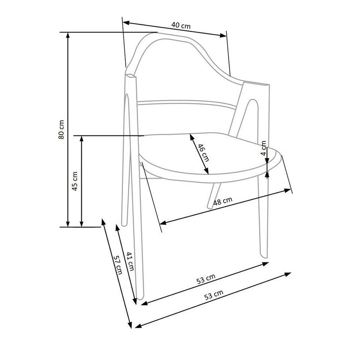 Scaun tapitat modern K344, bej/nuc, stofa clasica/metal, 51x57x82 cm