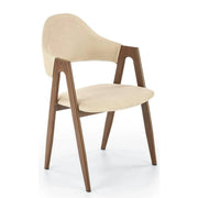 Scaun tapitat modern K344, bej/nuc, stofa clasica/metal, 51x57x82 cm