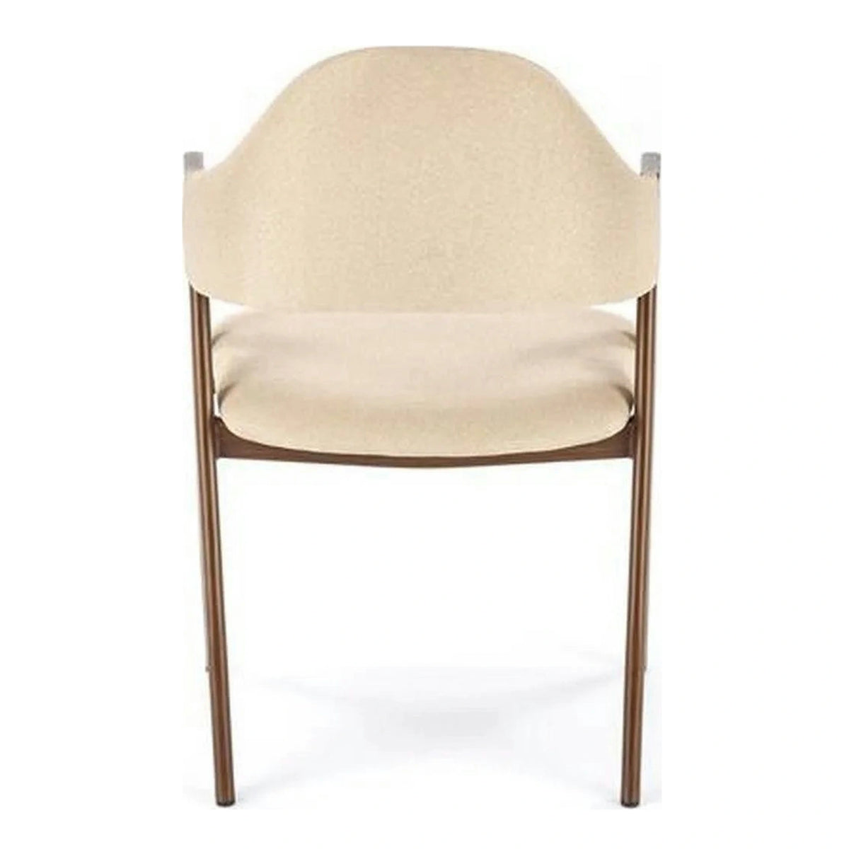Scaun tapitat modern K344, bej/nuc, stofa clasica/metal, 51x57x82 cm