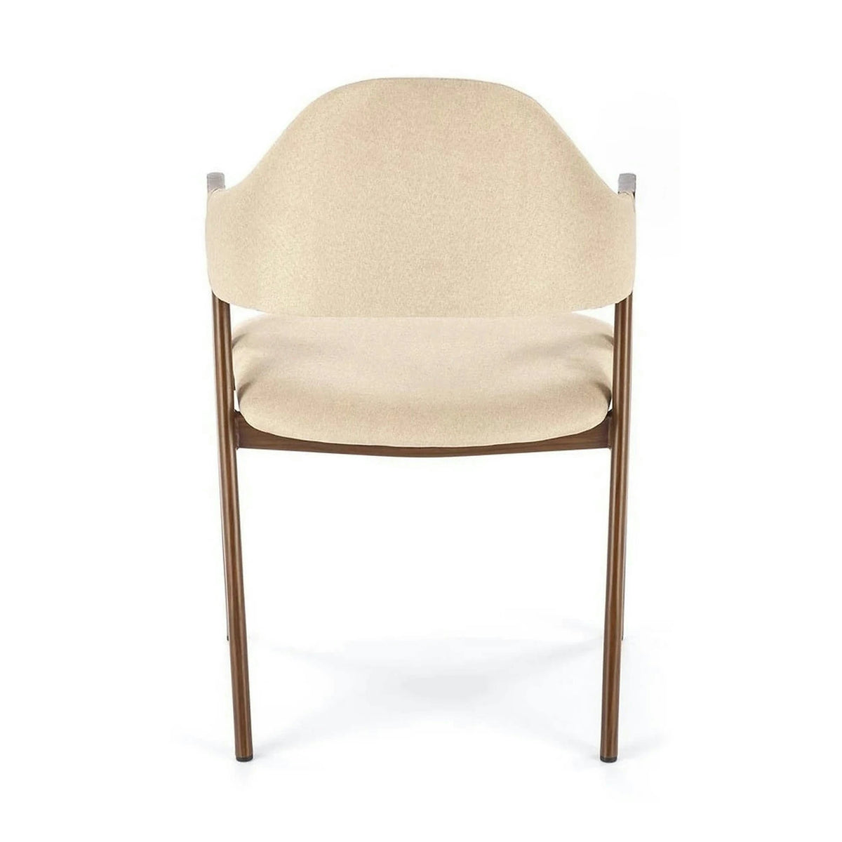 Scaun tapitat modern K344, bej/nuc, stofa clasica/metal, 51x57x82 cm