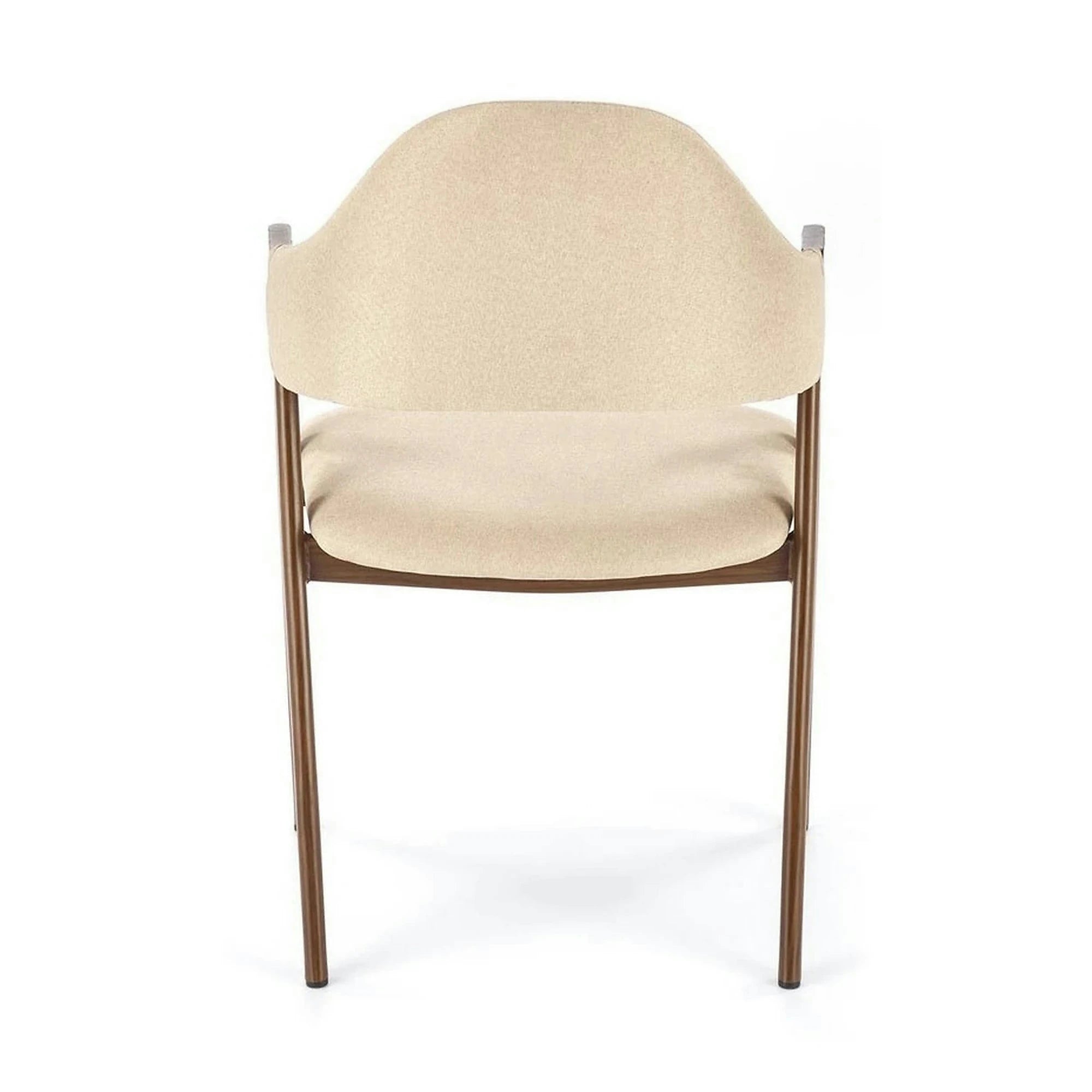 Scaun tapitat modern K344, bej/nuc, stofa clasica/metal, 51x57x82 cm